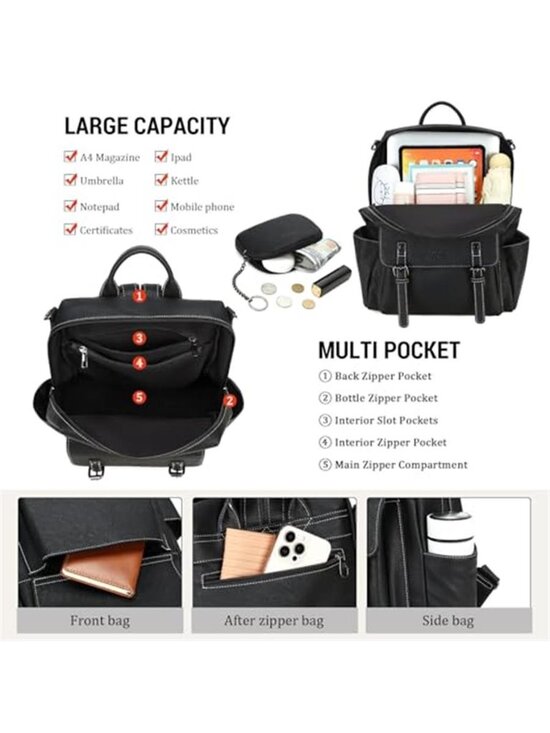 Womens Vegan Leather Backpack Purse Convertible Shoulder Bag Laptop Travel Bag main image 7